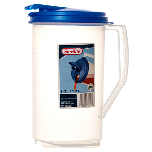 STERILITE  PITCHER 1.9 LITER ROUND W/BLUE LID