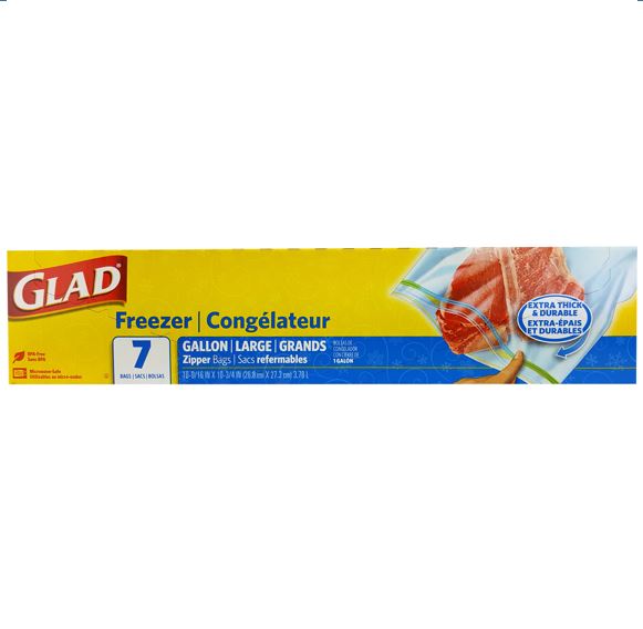 Glad 1 Gallon, Food Storage Freezer,Bag, Zipper Extra Thick