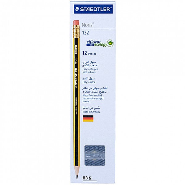 STAEDTLER NORIS HB2 PENCIL with Eraser (12 PACK)