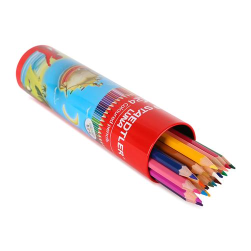 STAEDTLER LUNA COLORED PENCIL IN A ROUND METAL TIN- 24 COLORS