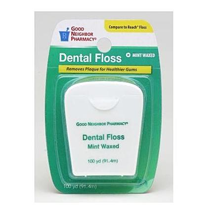 GOOD NEIGHBOR PHARMACY DENTAL FLOSS MINT WAXED 100Yrd