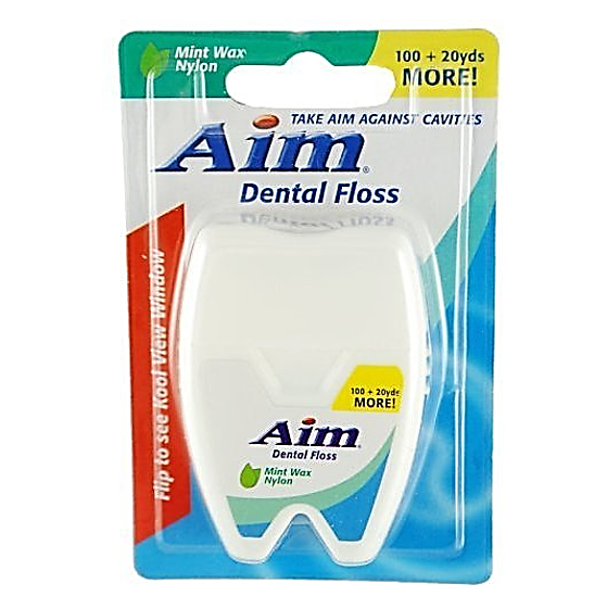 AIM DENTAL FLOSS MINT WAX, 120 YARDS