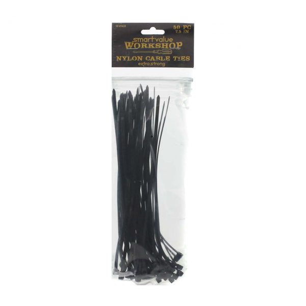 SMART VALUE NYLON CABLE TIES 19cm BLACK