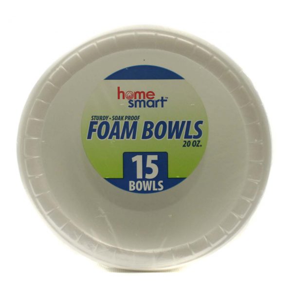 HOME SMART Disposable FOAM BOWL ,15pcs, 17cm