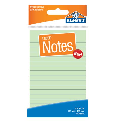 ELMER'S LINED NOTES 101mmX150mm-  50 NOTES