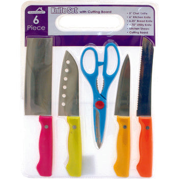 EURO HOME 6pcs  KNIFE SET WITH CUTTING BOARD