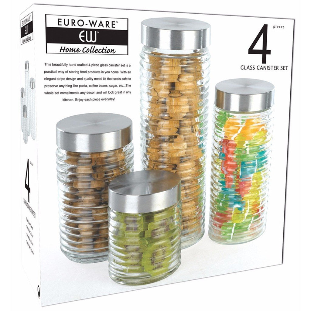 EURO-WARE  4 PIECE GLASS CANISTER SET