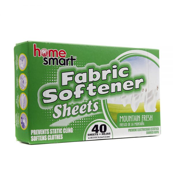 HOME SMART FABRIC SOFTENER SHEETS MOUNTAIN FRESH, 40 sheets