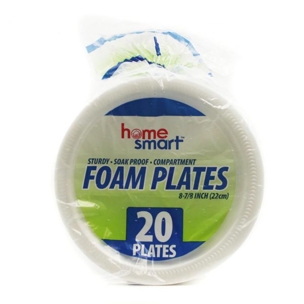 HOME SMART DISPOSABLE  FOAM PLATE  COMPARTIMENT 22cm,  20pcs