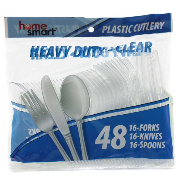 HOME SMART PLASTIC CUTLERY BAG CLEAR, COMBO  48pcs