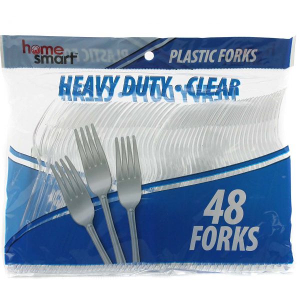 HOME SMART PLASTIC CUTLERY BAG CLEAR FORKS 48pcs