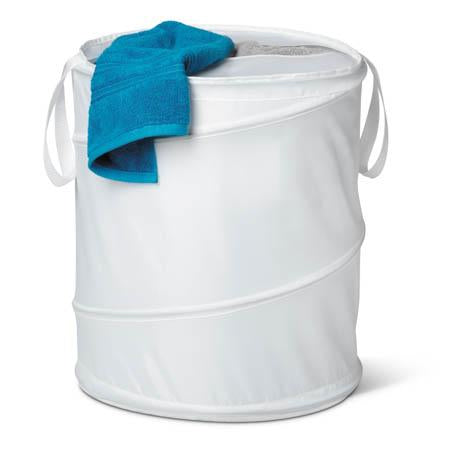 HONEY-CAN-DO LARGE NYLON POP OPEN HAMPER - WHITE - size (48cm x 58cm)