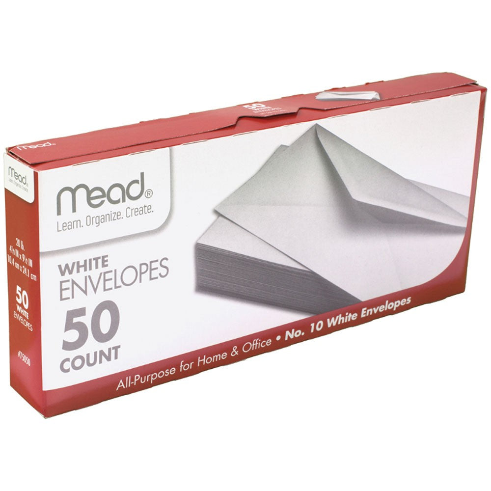 MEAD NO.10 WHITE ENVELOPES 4-1/8 X 9-1/2 IN 50 COUNT