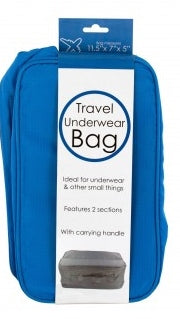 SECTIONED TRAVEL UNDERWEAR BAG, size (30cm x 17cm x 12cm) Bllue