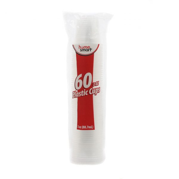 HOME SMART 88.7ml Clear PLASTIC CUPS 60pcs