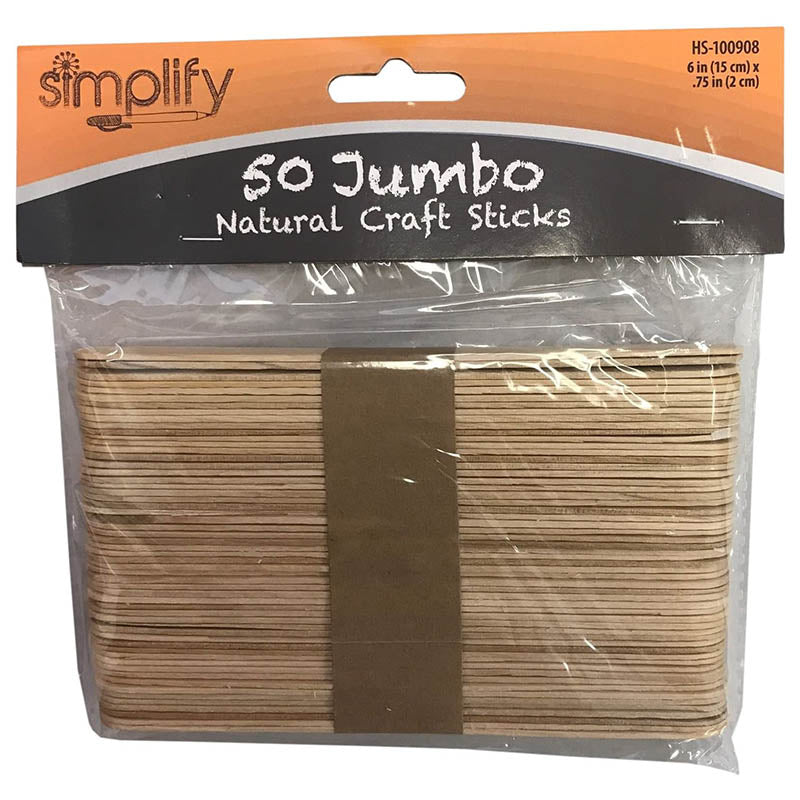 50 Jumbo Natural Craft Sticks,  15cm x 2cm