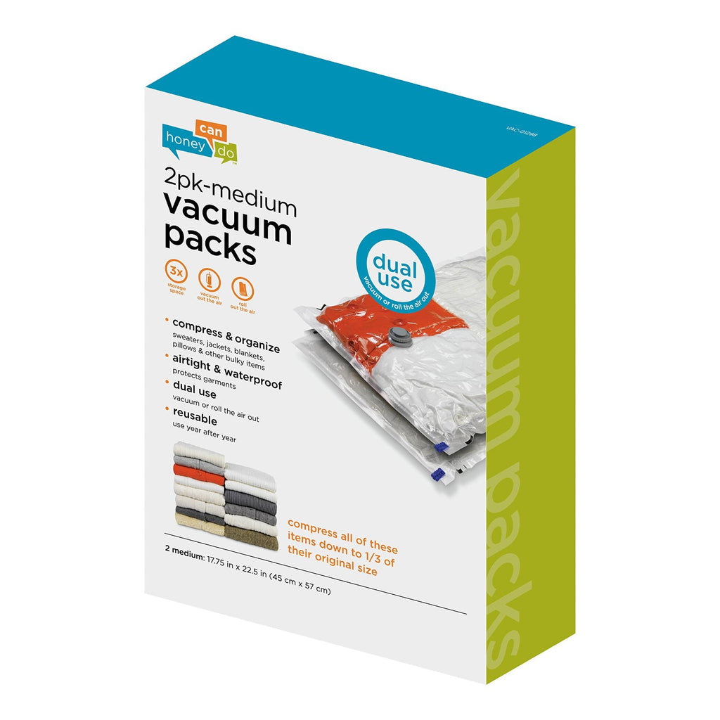 Honey Can Do Medium Vacuum Packs, 2-Pack, Clear
