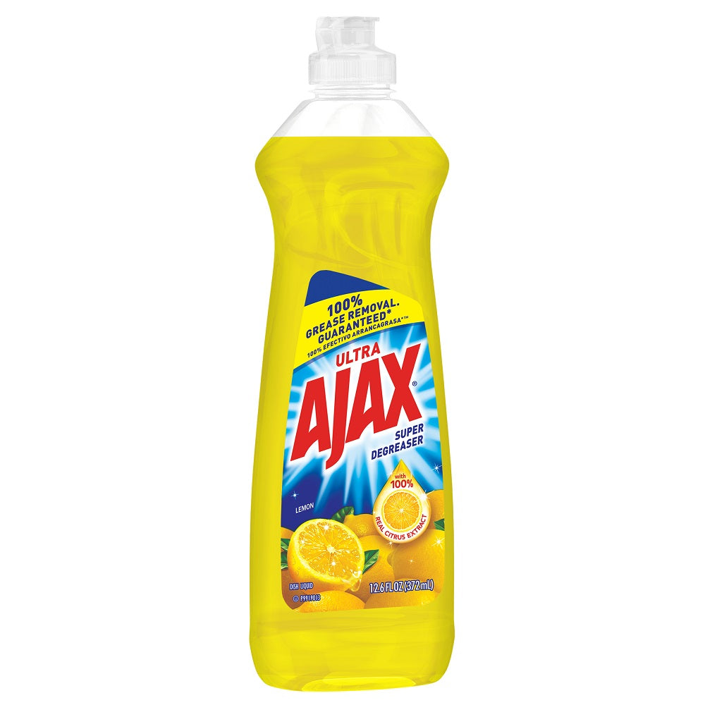 Ajax Triple Action Liquid Dish Soap, LEMON 372ml