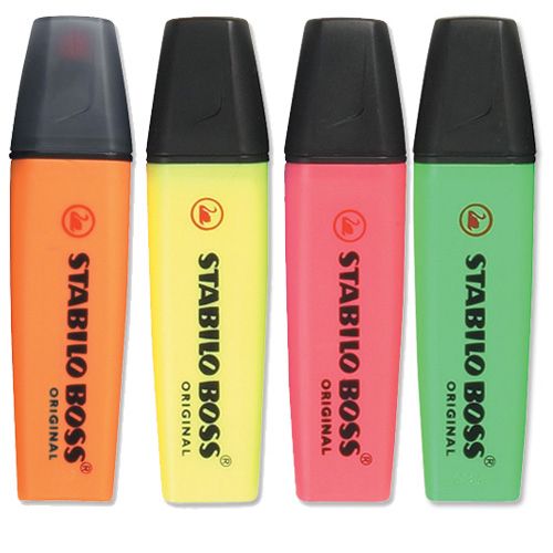 STABILO BOSS ORIGINAL HIGHLIGHTER ASSORTED (PACK OF 4)
