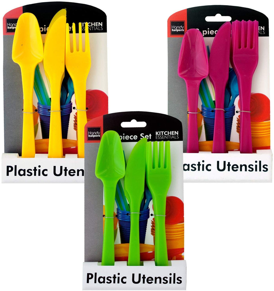 HANDY HELPERS Bright Colors Plastic Utensils Set.