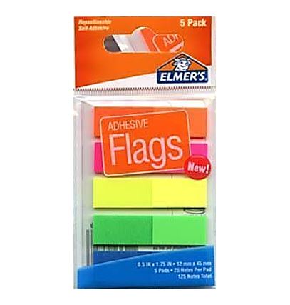 ELMER'S ADHESIVE FLAGS 5 colors