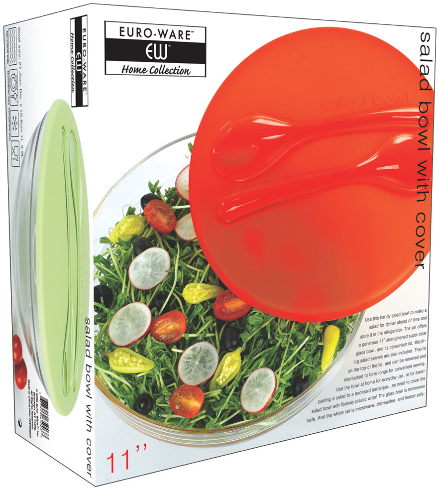 EURO-HOME GLASS SALAD BOWL WITH COVER 3.9L