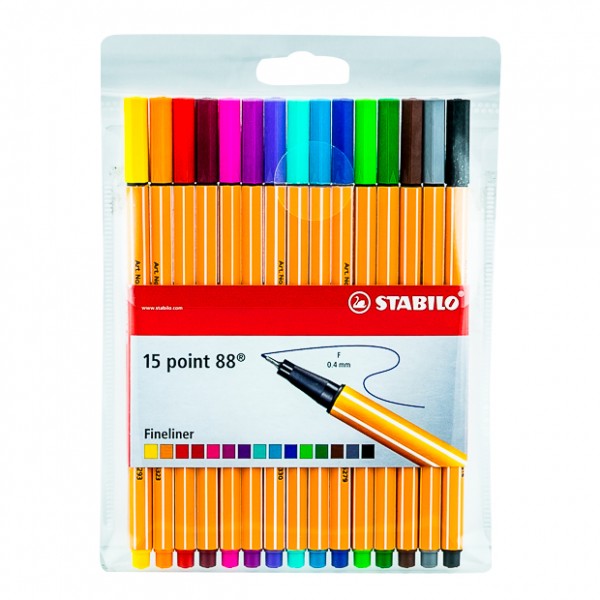 STABILO FINE-LINER POINT88 15 Colors Pack