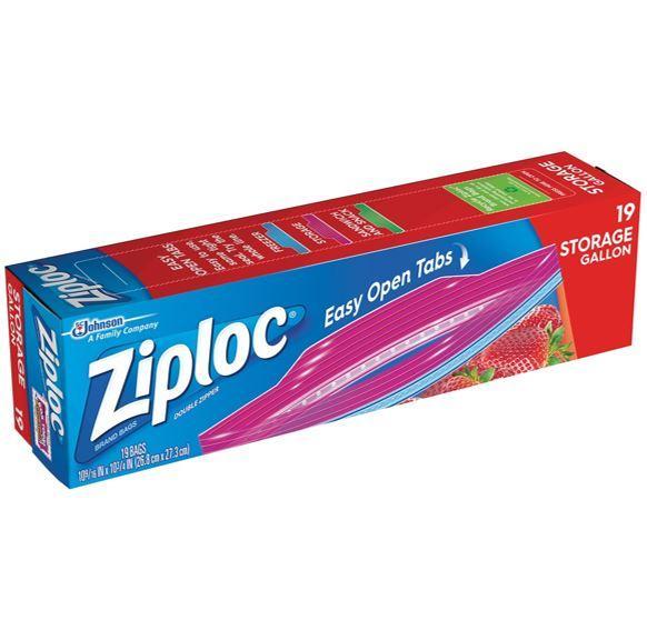 Ziplock Gallon Storage, 19 Bags, Clear