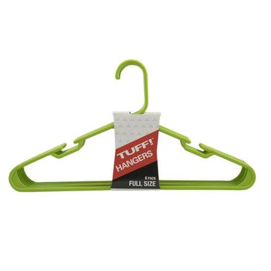 TUFF! Green Plastic Clothes Hangers, 6pack