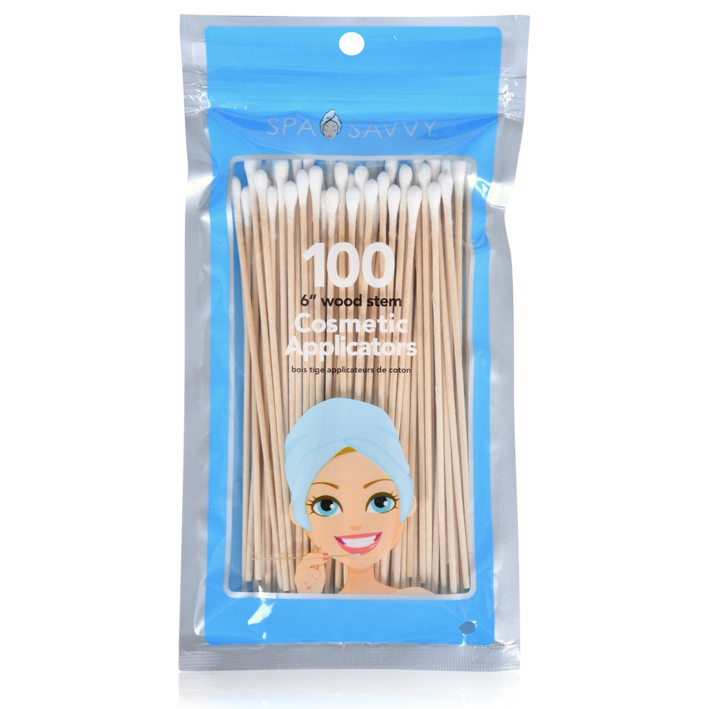 100 Wood Stem Disposable Cosmetic Applicators, 12cm