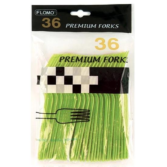 Green Plastic Forks, Bag of 36pcs