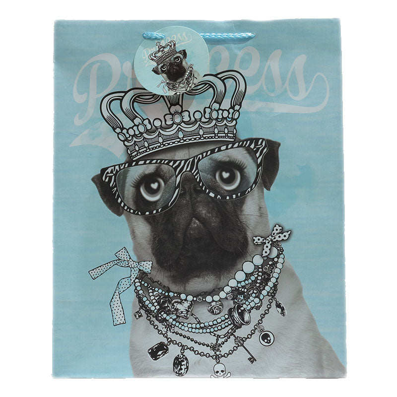 Birthday or Gift Bag, Princess Pup Blue