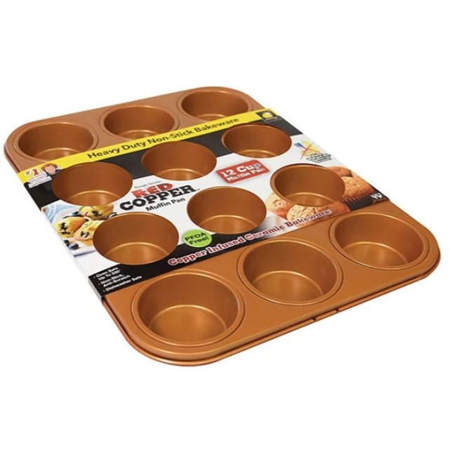 Red Copper 12 Cup Muffin Pan