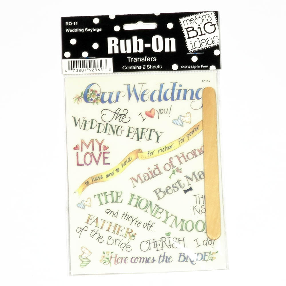 WEDDING SAYINGS RUB-ON TRANSFERS-2 sheets