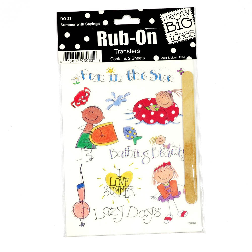SUMMER WITH SAYINGS RUB-ON TRANSFERS - 2 Sheets