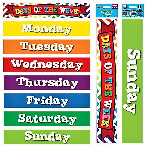 DAYS OF THE WEEK STRAIGHT PRINTED BORDER/HEADER ,45cm x 7.5cm