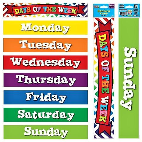 DAYS OF THE WEEK STRAIGHT PRINTED BORDER/HEADER ,45cm x 7.5cm