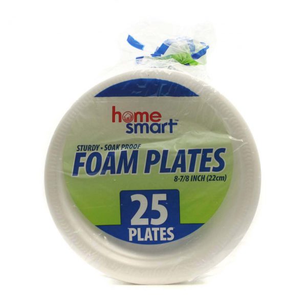 HOME SMART DISPOSABLE  FOAM PLATE 22cm,  25pcs