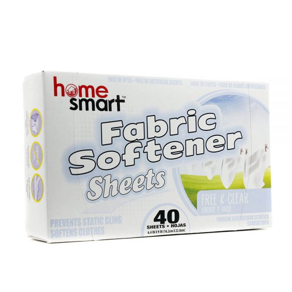 HOME SMART FABRIC SOFTENER SHEETS FREE & CLEAR 40 sheets