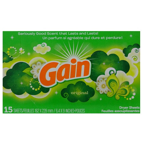 GAIN FABRIC SOFTENER DRYER  SHEETS ORIGINAL 15 sheets